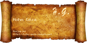 Hohn Géza névjegykártya