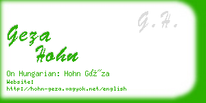 geza hohn business card